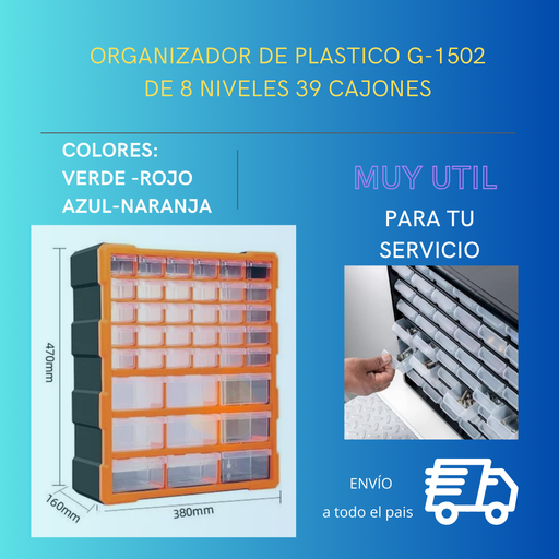 [OPG1502] ORGANIZADOR DE PLASTICO G-1502 DE 8 NIVELES 39 CAJONES